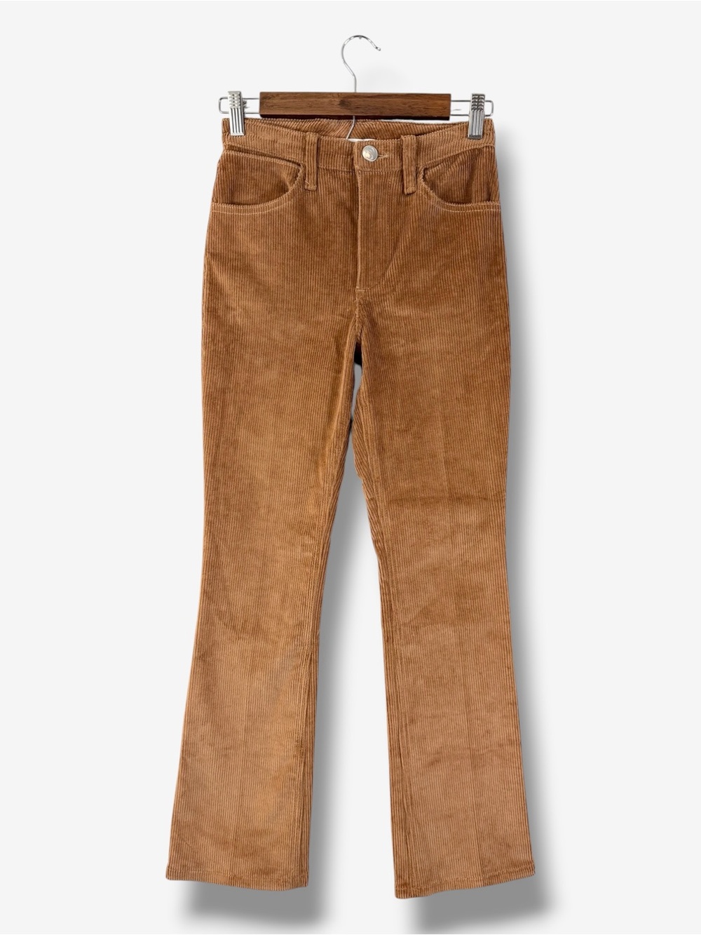 SPRWMN Corduroy Micro Flare Pants Size 23 Camel Brown High Waist Minimalist